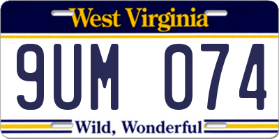 WV license plate 9UM074