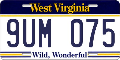 WV license plate 9UM075
