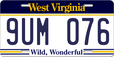 WV license plate 9UM076