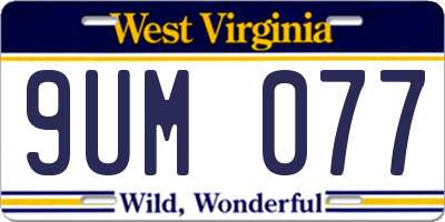 WV license plate 9UM077