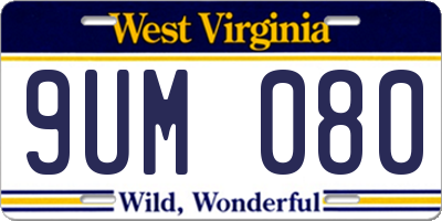 WV license plate 9UM080