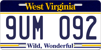 WV license plate 9UM092