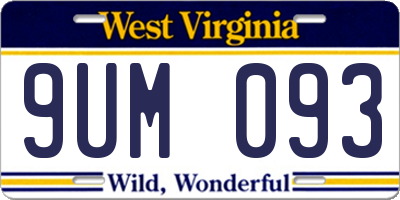 WV license plate 9UM093