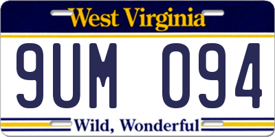 WV license plate 9UM094