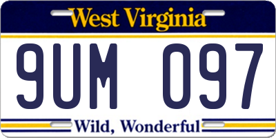 WV license plate 9UM097
