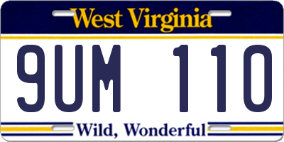WV license plate 9UM110