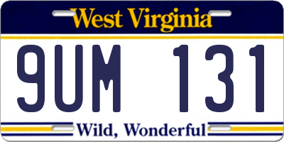 WV license plate 9UM131