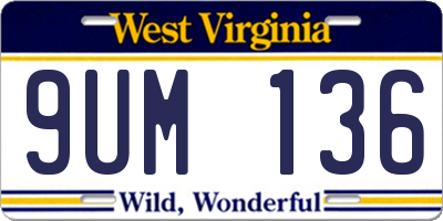 WV license plate 9UM136
