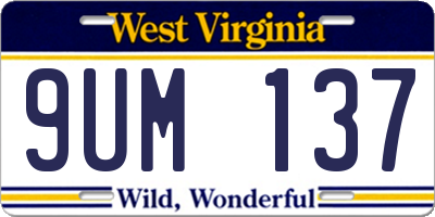 WV license plate 9UM137