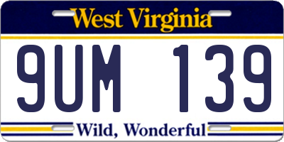 WV license plate 9UM139