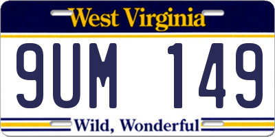 WV license plate 9UM149