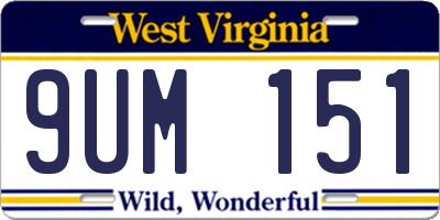 WV license plate 9UM151
