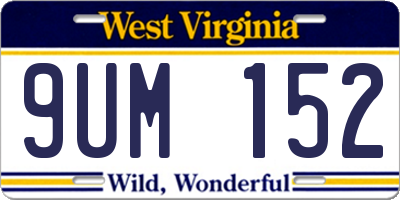 WV license plate 9UM152