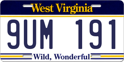 WV license plate 9UM191