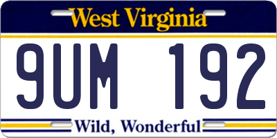 WV license plate 9UM192