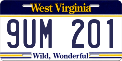 WV license plate 9UM201