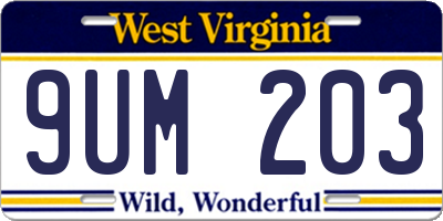 WV license plate 9UM203