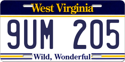WV license plate 9UM205