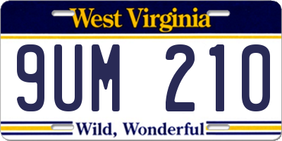 WV license plate 9UM210