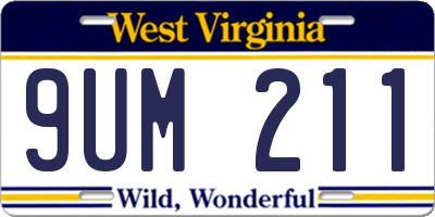 WV license plate 9UM211