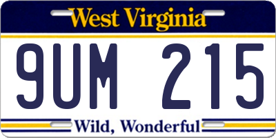 WV license plate 9UM215