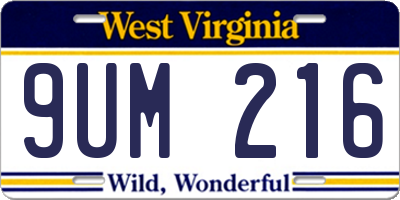 WV license plate 9UM216