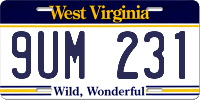 WV license plate 9UM231
