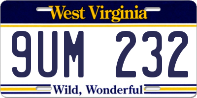 WV license plate 9UM232