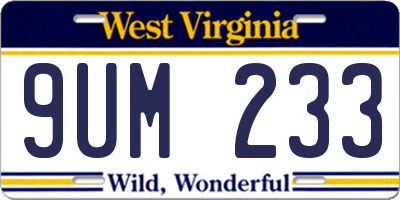 WV license plate 9UM233