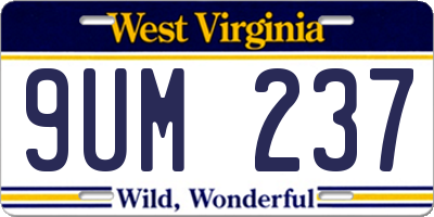 WV license plate 9UM237