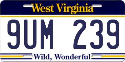 WV license plate 9UM239