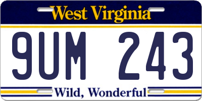 WV license plate 9UM243