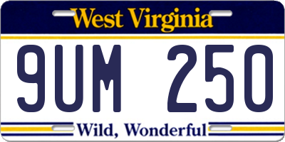 WV license plate 9UM250