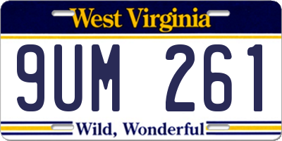 WV license plate 9UM261