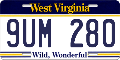 WV license plate 9UM280