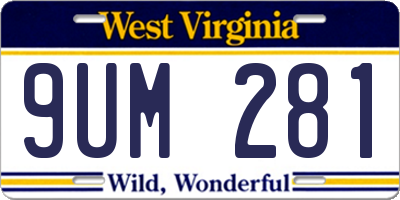 WV license plate 9UM281