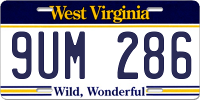 WV license plate 9UM286