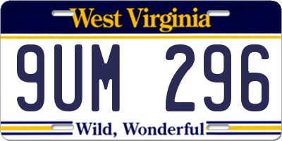WV license plate 9UM296