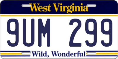 WV license plate 9UM299