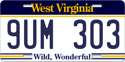 WV license plate 9UM303