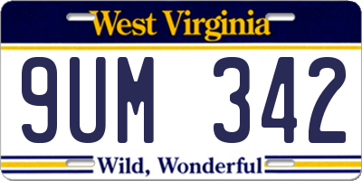 WV license plate 9UM342