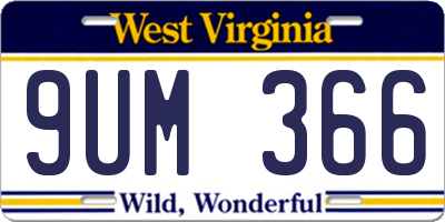WV license plate 9UM366