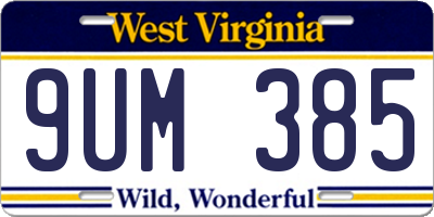 WV license plate 9UM385