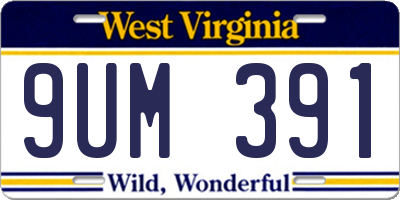 WV license plate 9UM391