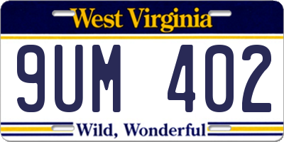WV license plate 9UM402