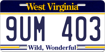 WV license plate 9UM403