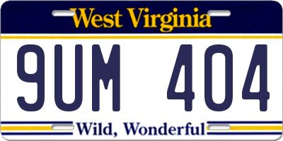 WV license plate 9UM404