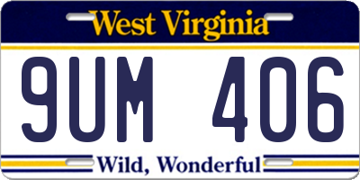 WV license plate 9UM406
