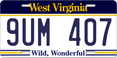 WV license plate 9UM407