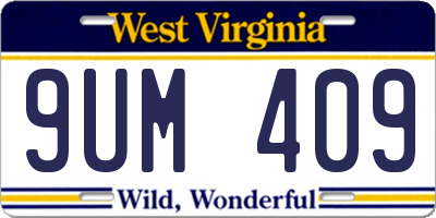 WV license plate 9UM409